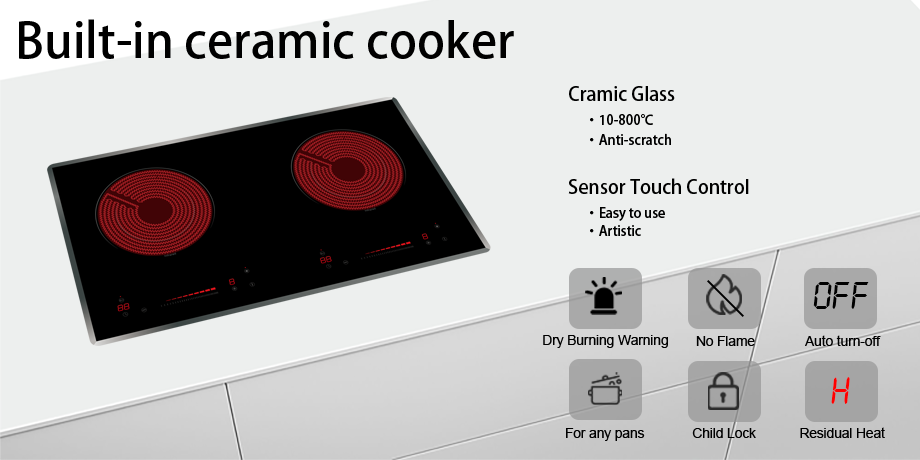 2 Burner Ceramic Cooker Hob